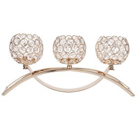 3 Arms European Classic Arch Iron Crystal Ball Romantic Candlelight Dinner Candlestick(Gold)