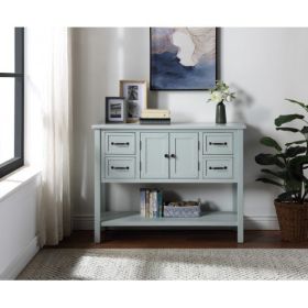 Modern Console Table Sofa Table for Living Room with 4 Drawers, 1 Cabinet and 1 Shelf