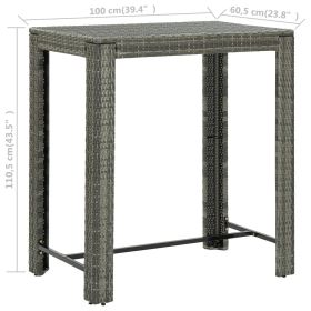 vidaXL 7 Piece Patio Bar Set with Cushions Poly Rattan Gray
