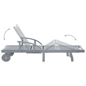 vidaXL Garden Sun Lounger Grey Solid Acacia Wood