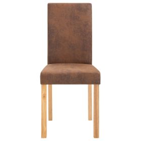 Dining Chairs 4pcs Brown Faux Suede Leather