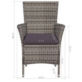 vidaXL 3 Piece Bistro Set Poly Rattan Gray