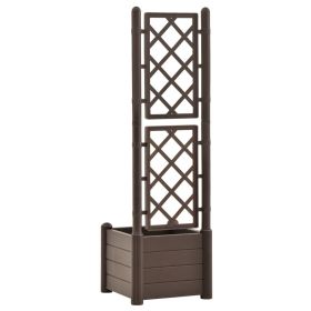 vidaXL Vaso/floreira de jardim com treliça 43x43x142 cm PP cor moca