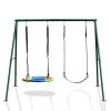 Swing Sets for Backyard 440LBS 2 Seat, Swing with Stand, Swing Set for Kids, 32" Saucer Swing and 26.2" Swing Seat