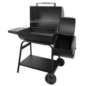Outdoor barbecue equipment, barbecue carts,28" Offset Steel Charcoal Smoker Grill with Side Firebox, Black, New