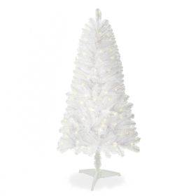 4 Foot White Artificial Christmas Tree Pre-installed Lights