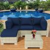 Patio Furniture Set 5 Pieces Wicker Outdoor Conversation Set All-Weather Sectional Patio Sofa with Water Resistant Thick Cushions and Coffee Table for