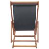 Folding Beach Chair Fabric and Wooden Frame Gray