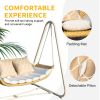 Outdoor Patio Porch Swing, 2-Seat Hanging Swing Chair with Thickened Cushions and Pillow, Rattan Porch Swing Chair Outdoor Hammock Chair for Porch