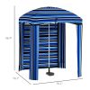 Outsunny 5.9' x 5.9' Portable Beach Umbrella, Ruffled Outdoor Cabana with Walls, Vents, Sandbags, Carry Bag, Blue Stripe