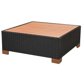 vidaXL 7 Piece Patio Lounge Set with Cushions Poly Rattan Black (Option: as picture)