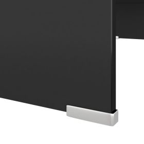 vidaXL TV Stand/Monitor Riser Glass Black 70x30x13 cm (Option: as picture)