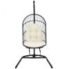 Hanging Wicker Egg Chair with Stand and Cushion