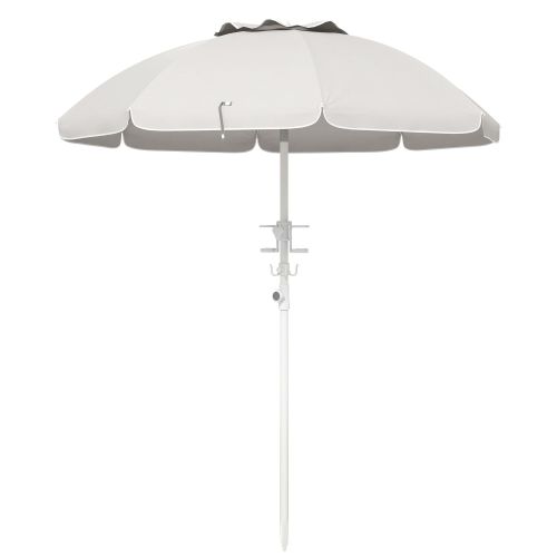 Outsunny 5.7' Portable Beach Umbrella with Tilt, Adjustable Height, 2 Cup Holders & Hooks, UV 40+ Ruffled Outdoor Umbrella with Vented Canopy