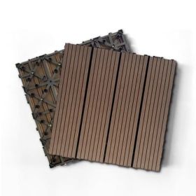 Wood Plastic Composite Deck Tiles Set of 20pcs, Composite Decking Resist Rust, Water, Weather, Indoor&Outdoor, Easy to DIY & Maintain (Color: Light Coffee)