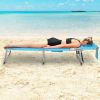 Folding Beach Lounge Chair with Pillow for Outdoor